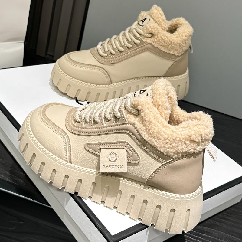 MCTIN Женские ботинки зимние на толстой подошве из флиса теплые туфли модные и удобные повседневные кроссовки