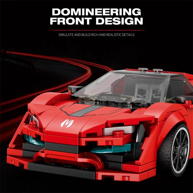 301 шт., красный спортивный автомобиль, строительные блоки, креативный городской автомобиль, классическая модель автомобиля, кирпичи, настольный дисплей, игрушки для детей, праздничные подарки