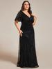 Ever-Pretty Women's Plus Size Shiny Sequin V-Neck A-Line Evening Dresses with Ruffles Sleeves