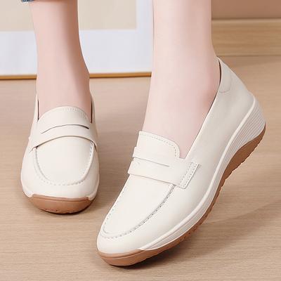 Женские лоферы на платформе Повседневные Элегантные Черные Кожаные Офисные Туфли Женские Толстая Подошва Обувь для Ходьбы Большой Размер