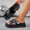 Женские тапочки, летние сандалии на платформе, модные плоские тапочки большого размера, женские удобные пляжные туфли, шлепанцы для женщин