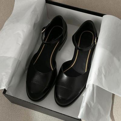 Женские туфли Мэри Джейн из натуральной кожи, женские летние сандалии с толстой подошвой и перфорацией, на низком каблуке, темпераментные женские туфли