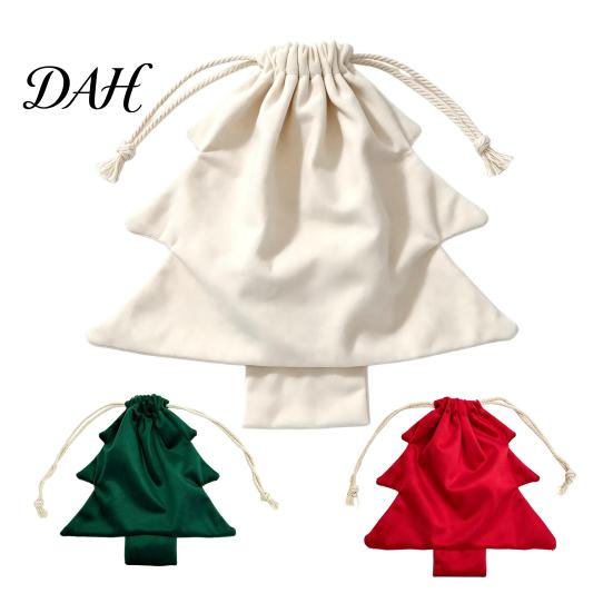 Plush Christmas Tree Ornaments Drawstring Presents Bag, Reusable Wrapping Pouch, Countdown Blind Bags Shaped Holiday Favors Bag for Candy, Goody,