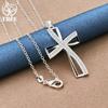 925 Sterling Silver Cross AAA Zircon Pendant Necklace Jewelry
