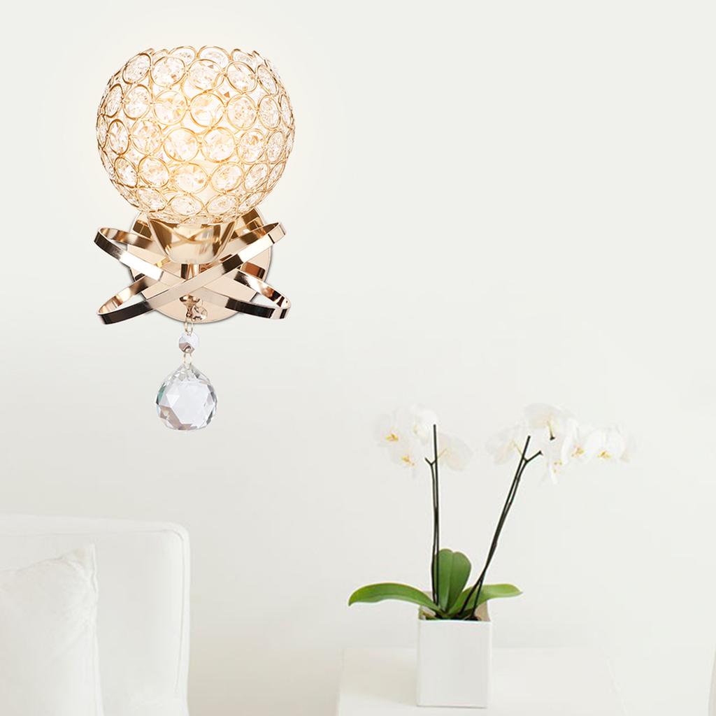 Круглая настенная лампа Хрустальная лампа Патрон E14 для дома Гостиной Спальни КоридораЗолотой