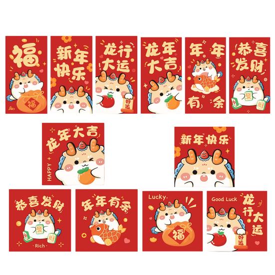 6 шт. китайские новогодние красные конверты с рисунком дракона хорошие благословляющие буквы традиционные китайские красные конверты
