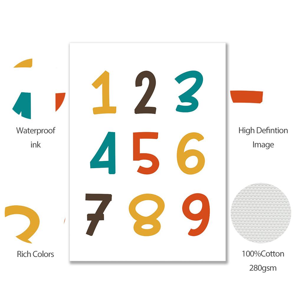 Радужный алфавит, цифры, красочный художественный постер, детский образовательный постер, без рамки, холст, картина для детской комнаты, настенная картина для домашнего декора