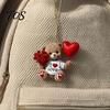 Acrylic Hanging Ornament Teddy Bear Ornament, Holding Heart Balloon Red Rose Bouquet Decoration, Anniversary Surprise Gift Car Rearview Mirror 2D Flat