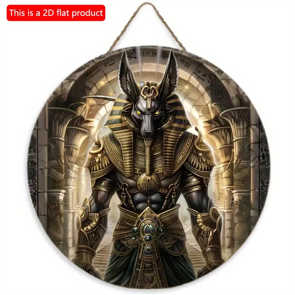 1pc 2d Flat Wood Vintage Egyptian Round Wooden Sign - 20cm Egyptian Mysterious Theme Sign Suitable for Home, Cafe, Apartment, Etc. - Festival, Lover