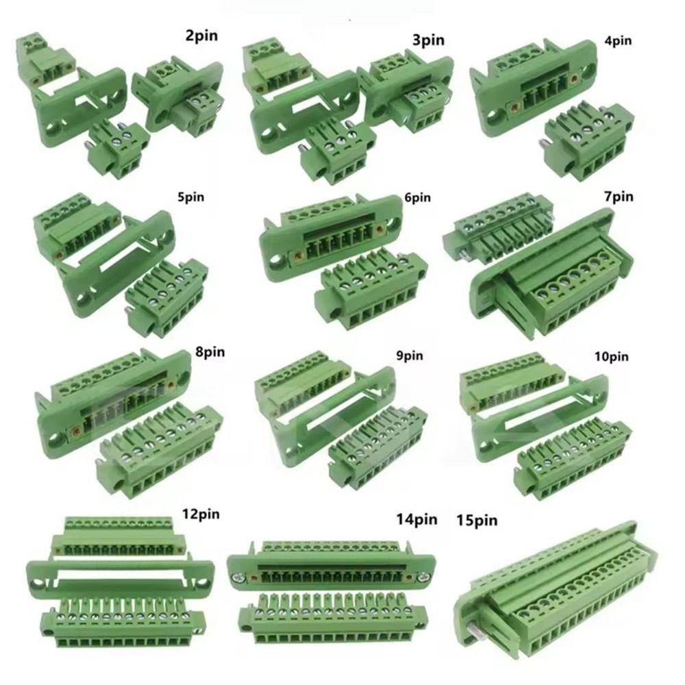 Pitch 3.81mm Pluggable Terminal Block Connector with Flange Fixed Panel Male Female Plug