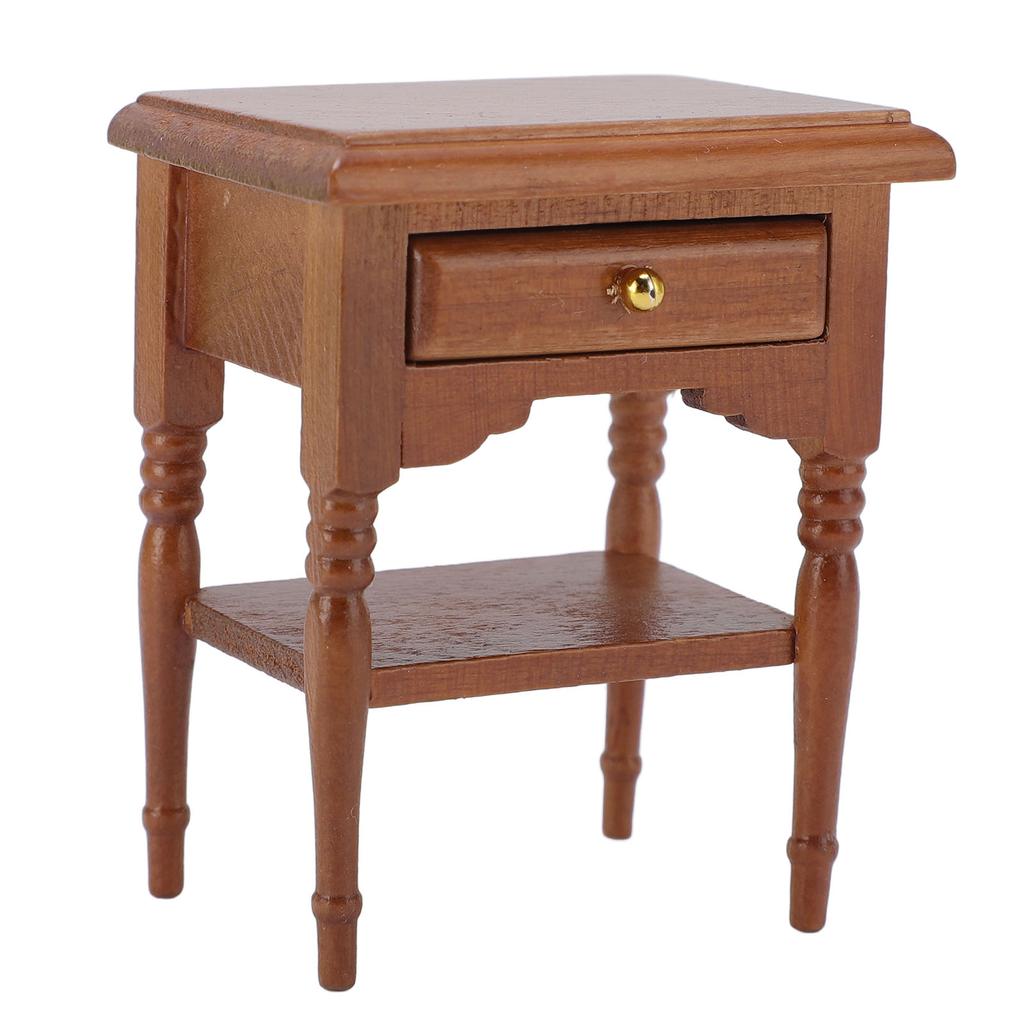 1:12 масштаб кукольный домик тумбочка миниатюрный прикроватный столик каштановый деревянный прикроватный шкаф мебель для