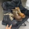 Женские ботильоны на толстой платформе, дизайнерская кожаная обувь, зимняя тенденция 2024 года, новые модные короткие зимние мотоциклетные ботинки на молнии Botas De Mujer