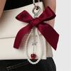 Fashion Pearls Cherrys Star Keychain with Ribbon Bowknot Handmade Sturdy Alloy Resin Charm for Women Ladies Daily Use