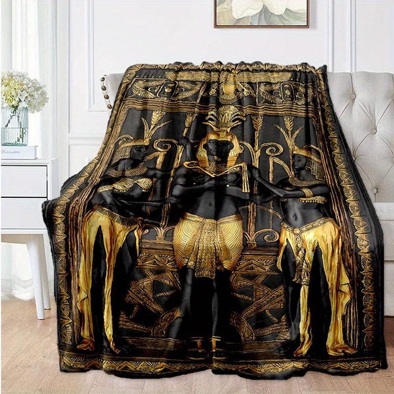 Ancient Egyptian mysterious symbols digital-printed polyester velvet flannel cover blanket Fleece soft cover blankets for beds