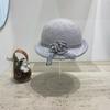 Flower Bow~ Gentle Color Scheme Woolen Bucket Hat Elegant Curling Top Hat Women Autumn And Winter Warmth