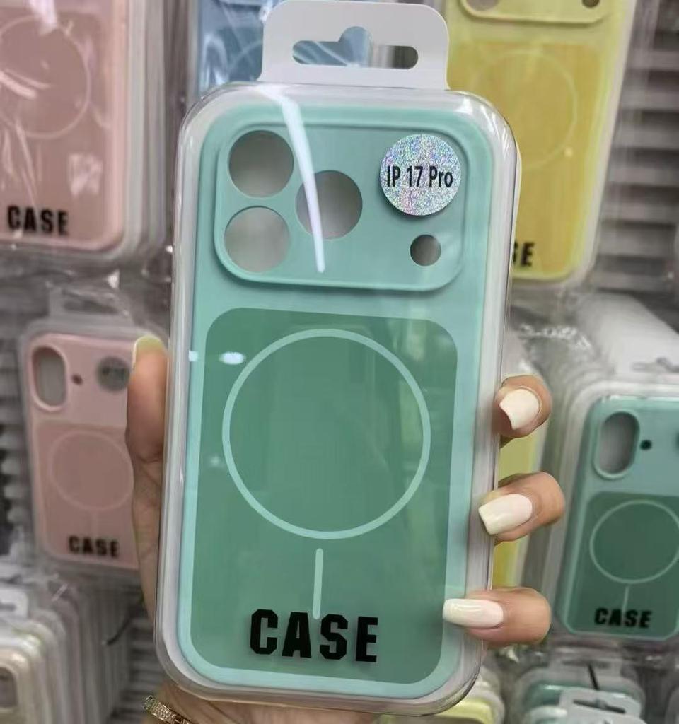 iPhone 17 Pro Max Liquid Silicone Magnetic Color-blocking Thin Protective Case