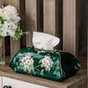 Painted Flower Texture Tissue Box Ceramic Paper Towel Case Coffee Table Desktop Napkin Holder Tissue Boxes Modern Home Decor