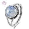Кольца из стерлингового серебра S925, 10 мм, круглые, женские, с натуральным лунным камнем, свадебные украшения, полое кольцо, модная оптовая продажа Jewelri