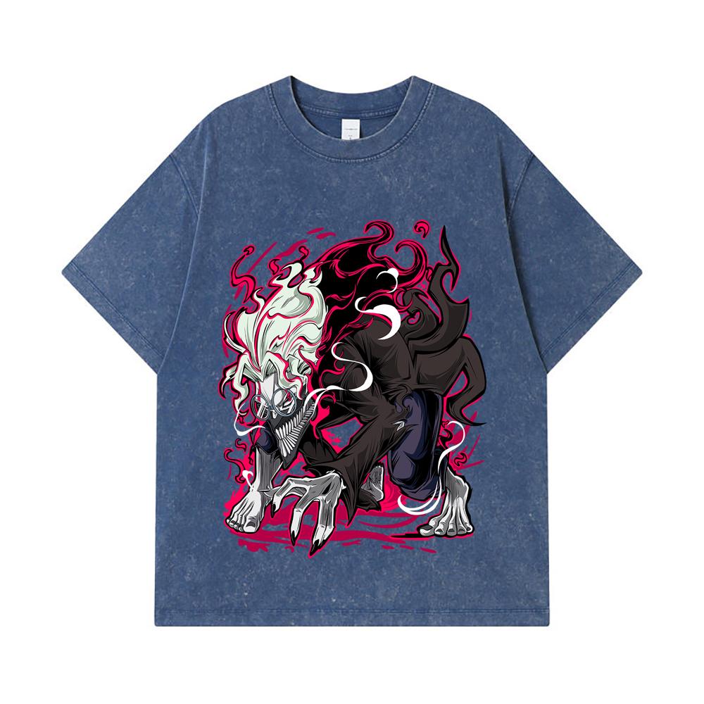 275 GSM Washed T-shirts 100% Cotton Dandadan V39 Okarun Print Unisex Heavy Cotton T Shirt