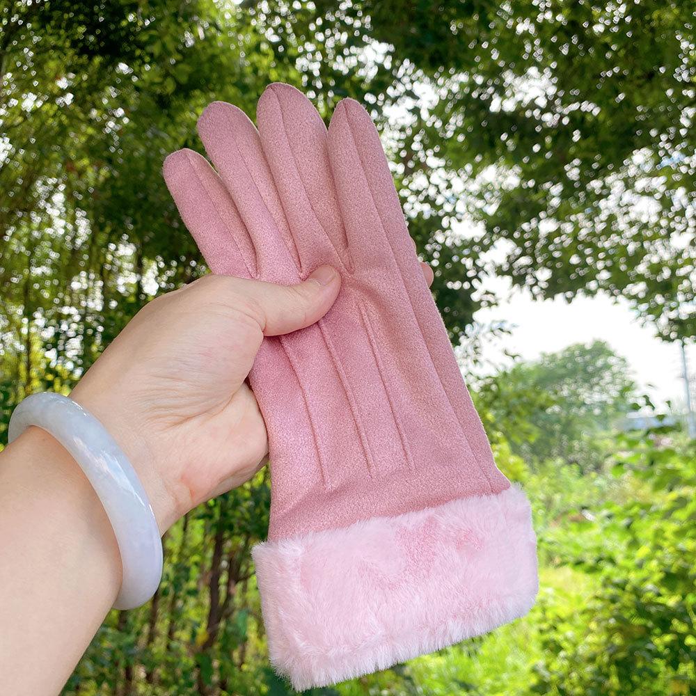 Новые женские осенне-зимние перчатки с сенсорным экраном, флисовые теплые замшевые перчатки для велоспорта, зимние утепленные перчатки от холода