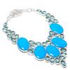 Natural Arizona Turquoise, Topaz 925 Sterling Silver Jewelry Necklace 18" V5c94