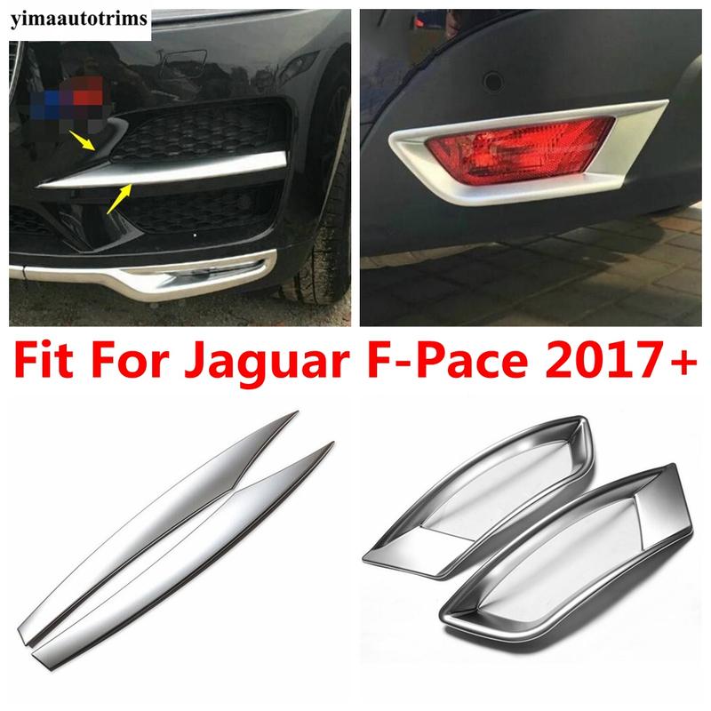 ABS Chrome Front Head Foglight Eyebrow Rear Lamps Lights Frame Cover Trim For Jaguar F-Pace 2017 - Car Accessories Exterior