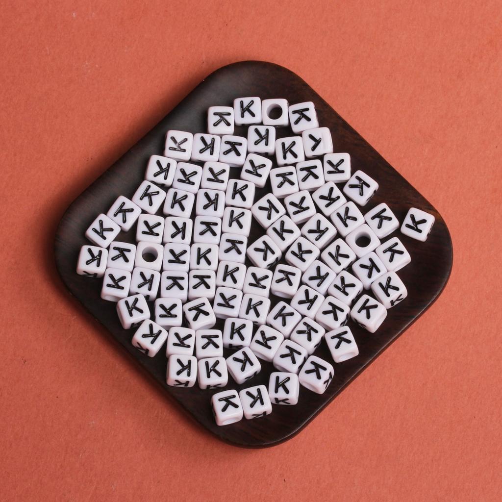 White Black Pendants Handcrafts Beading Material DIY 26 Letters Beads Bracelets Phone Chain 5.5mm Acrylic Big Hole Necklace DIY Jewelry Accessories