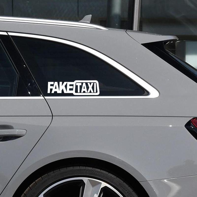 G003 20x5.6см Забавная НАКЛЕЙКА НА АВТОМОБИЛЬ FAKE TAXI Наклейка Деколь Эмблема Самоклеящаяся Виниловая Универсальная Для VW Honda Kia