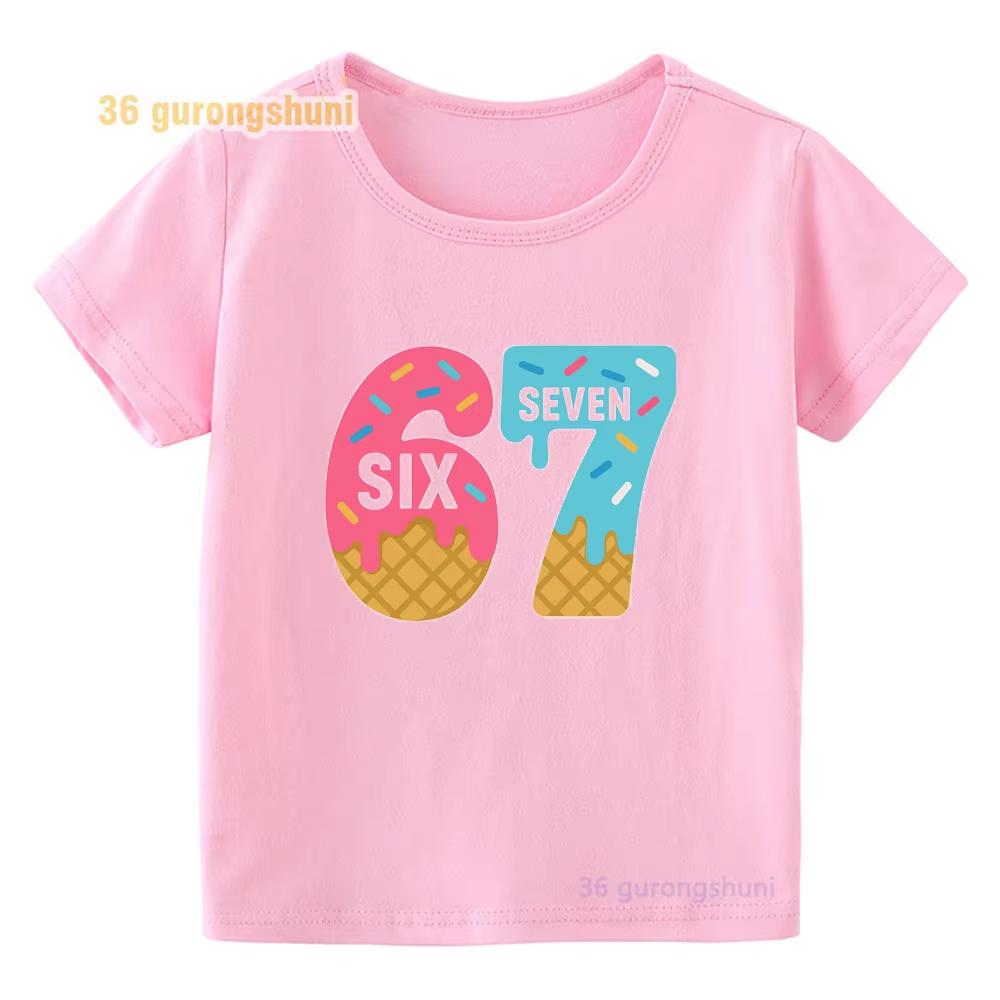 Kids 67 Themed Colorful Print TShirt Soft Cotton Fabric Breathable and Comfortable Ideal for Toddlers and Childrendf0379