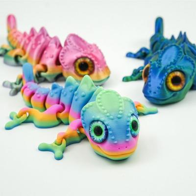 Модель хамелеона, напечатанная на 3D-принтере из PLA, Многоцветная, Многосуставная фигурка хамелеона, Подвижная шарнирная фигурка животного