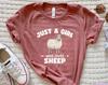Just A Girl Who Loves Sheep Tshirt, Womens Sheep Shirt, Sheep Farm, Shepard Shirt, Sheep Gifts, Farm Shirts, Girls Sheep Tee, Sheep Shearer