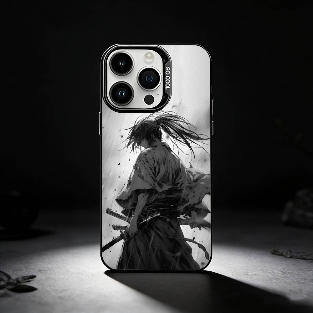 Anime R-Rurouni Kenshin Phone Case For iPhone 17,16,15,14,13,12,11 Plus,Pro Max,XS,Colored silver phone case