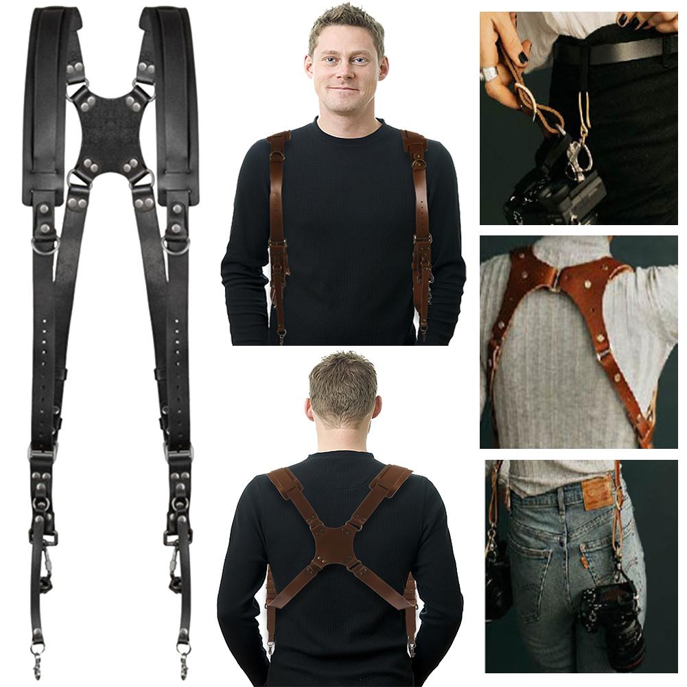 Ремень для камеры, регулируемый, двойной, кожаный, ремень для камеры, аксессуары для зеркальных фотоаппаратов Sony Canon Nikon