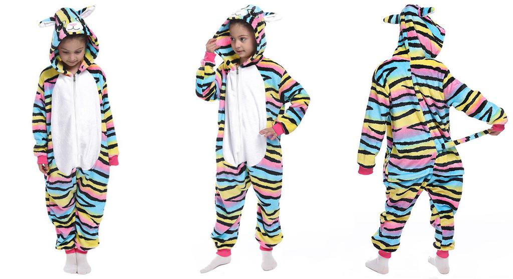 Cat onesie kigurumi costume disguise warm pajamas children tracksuit 134-140 Onesie children Colorful cat - 98-104