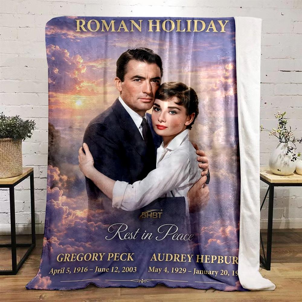 Romantic Vintage Art with Scenic Background Warm blanket - Flannel blanket for bedroom, living room, sofa, and nap.