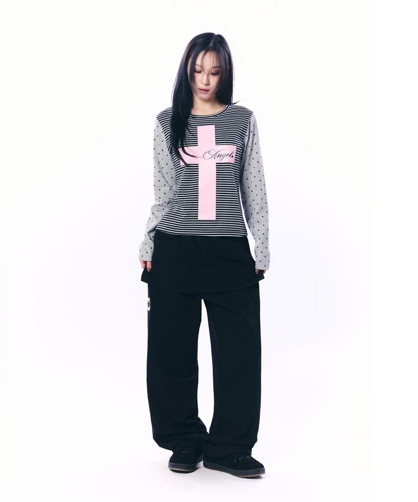 SETUP-EXE Mixed Pattern Top / Gray