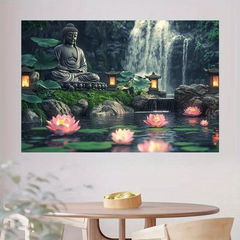 2D plane design 1 piece - Elegant Buddha meditation background peaceful Zen garden wall decoration