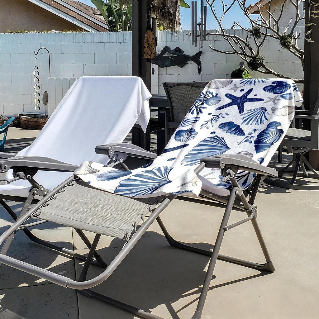 1pc Marine Elements Pattern Design 2D Printed Microfiber Beach Towel, quick dry super absorbent. Great for beach, pool