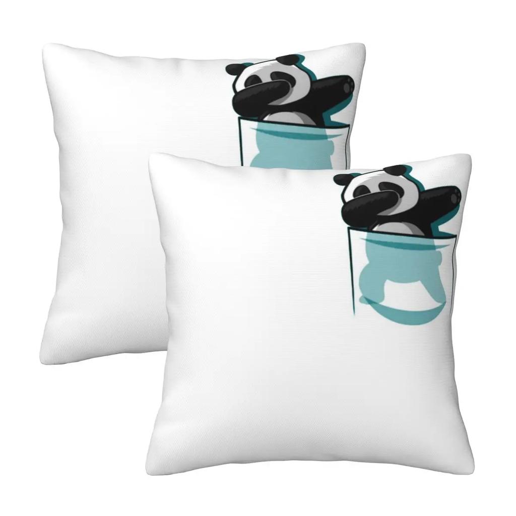 Panda Cute Animal 2 pcs Square Pillowcase Pillow Cover Cushion Zip Decorative Comfort Throw Pillow for Home Car