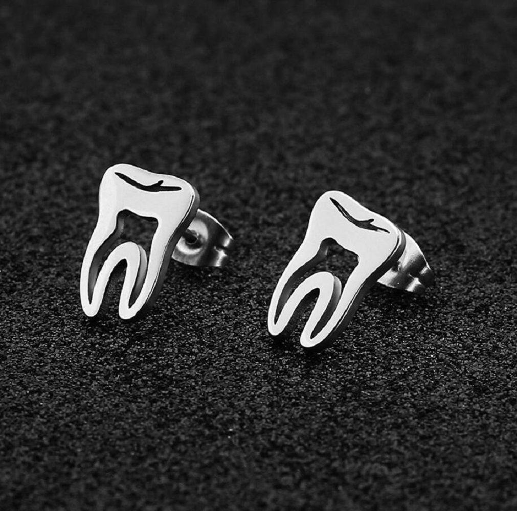 Jewelry Gift Asymmetric Stud Earrings Tooth Stud Earrings Stainless Steel Doctor Nurse Accessories