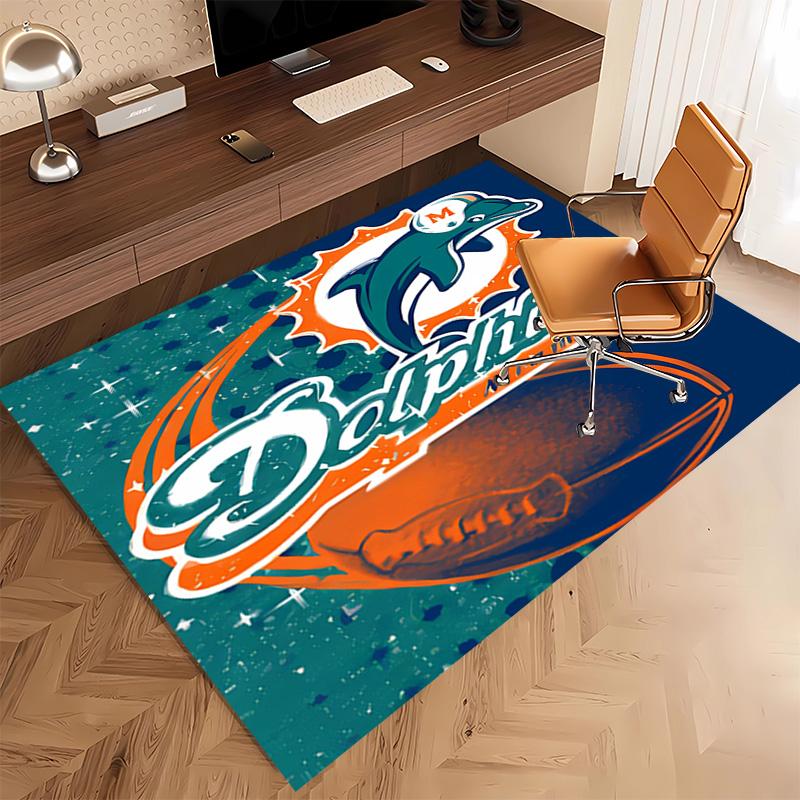 1pc Miami Dolphins logo Print Area Rug - Soft, Washable Non-Slip Indoor Mat, Living Room, Home Office Decorative Rug,Office Decorative