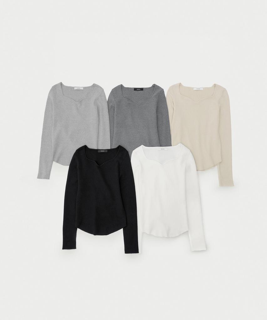 MONGDOL Heart Neck Slim Ribbed Knit Mdkt120_5 Colors