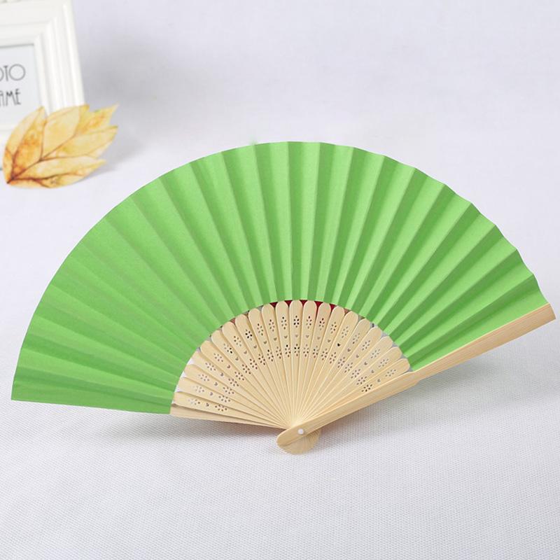 White Paper Hand Fan DIY Blank Folding Fan Vintage Chinese Style Solid Color Dance Wedding Party Bamboo Folding Fans Crafts Art