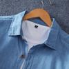 Men's Denim Long-sleeved Shirt. 100% Cotton Summer Fashion Solid Color Breathable and Comfortable Lapel