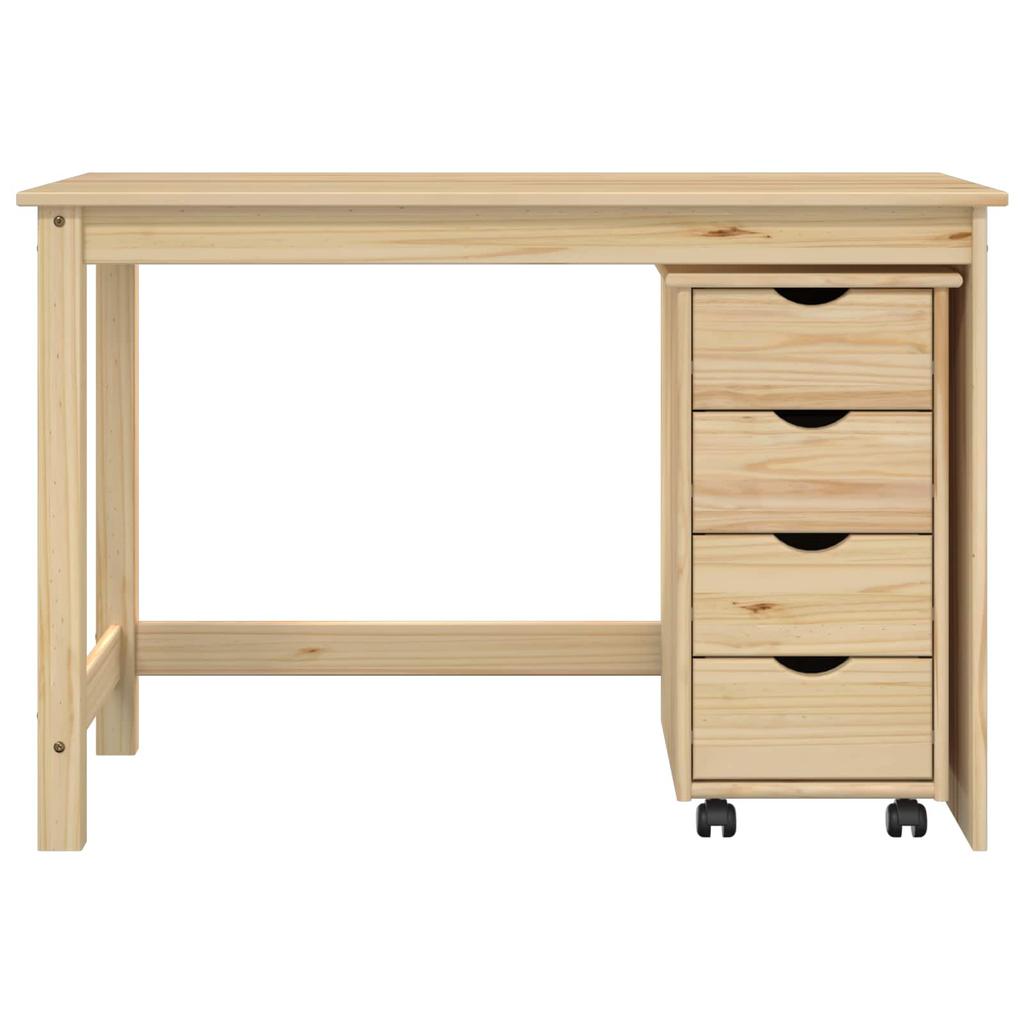 Desk Cabinet Set 2 Pieces Brown Solid Pine Wood