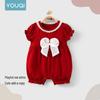 Красный комбинезон для девочки Youqi - на 26/100 дней или на первый день рождения