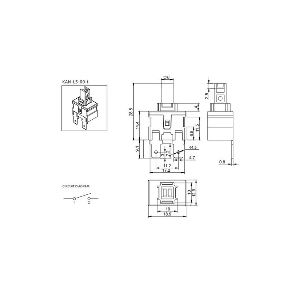 Power Switch Push Button KAN-L5 Switch 7.5A 250V AC 15A 125V AC Water Heater Vacuum Cleaner Self-Locking Switch 2Pin 4Pin