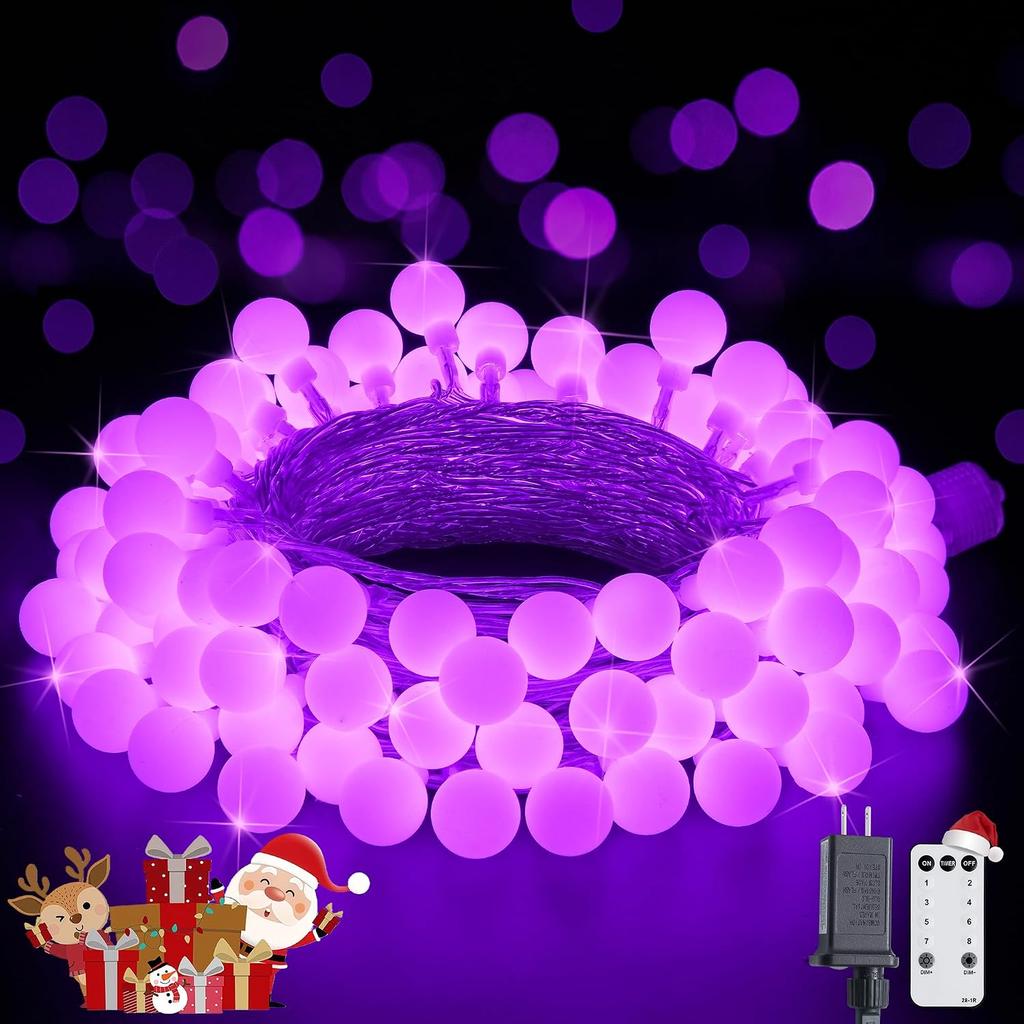 JMEXSUSS 100 LED Globe String Lights Indoor Bedroom, 33ft Classroom Lights | Connectable Warm White Christmas Lights Plug in with Remote, 8 Modes