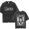 Washed Vintage Hardcore Punk Misfits Tshirt Horror Skeleton Graphic T-shirt Men Women's Fashion Oversized T Shirts