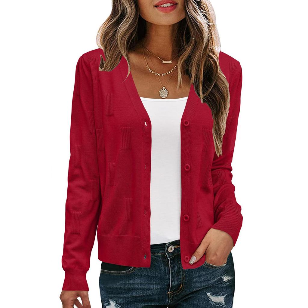 Женский повседневный модный короткий кардиган, повседневный топ с длинным рукавом, однотонный